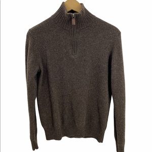 100%Wool KIds Brown Sweater 3/4 Zipper Long Sleeve